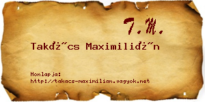 Takács Maximilián névjegykártya